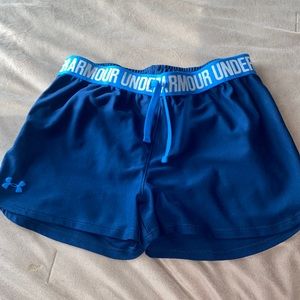 Blue Under Armour Girls Athletic Running Shorts. Size- YXL
